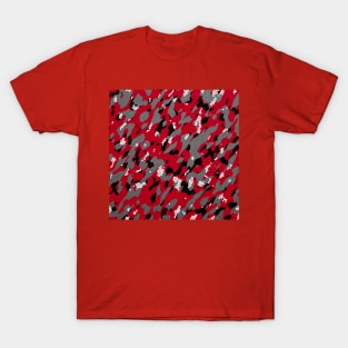 Camouflage - Grey and Dark Red T-Shirt